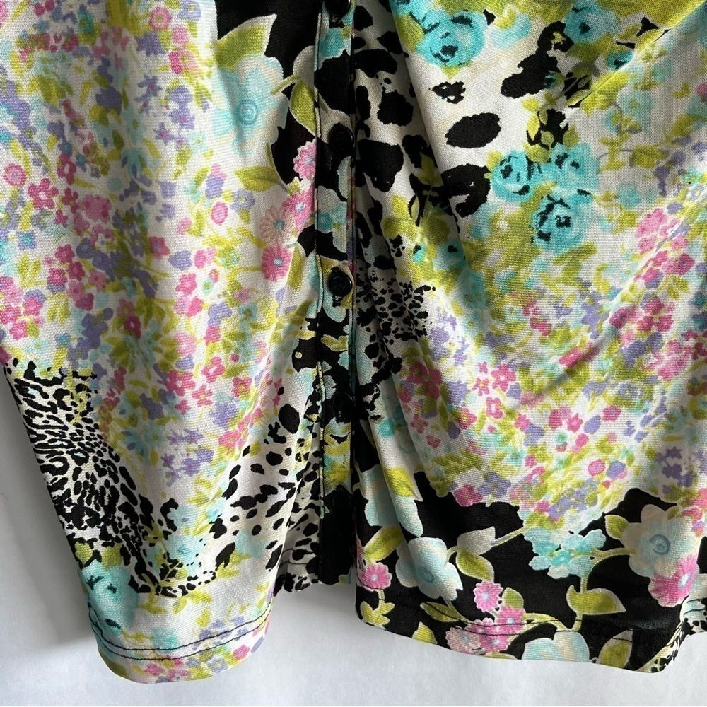 Vintage Rafael Micro Mesh Floral Button Front Top - Picture 6 of 7